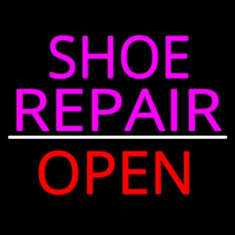 Pink Shoe Repair Open With Line Handmade Art Neon Sign
