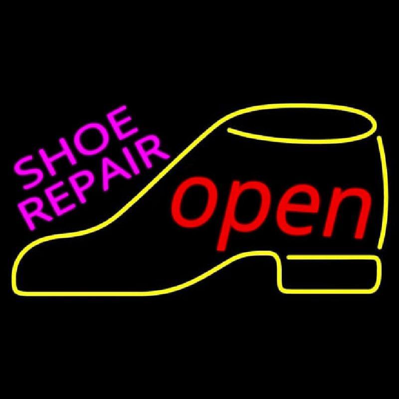 Pink Shoe Repair Yellow Shoe Open Handmade Art Neon Sign