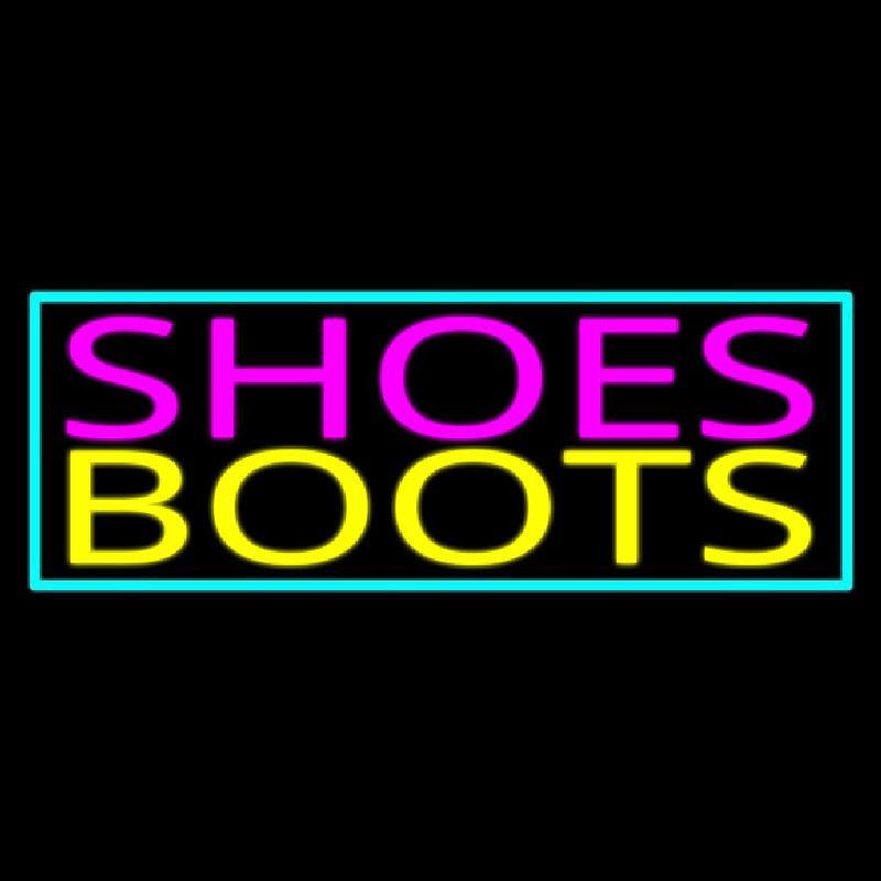 Pink Shoes Yellow Boots Turquoise Border Handmade Art Neon Sign