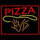 Pizza With Hand Handmade Art Neon Sign