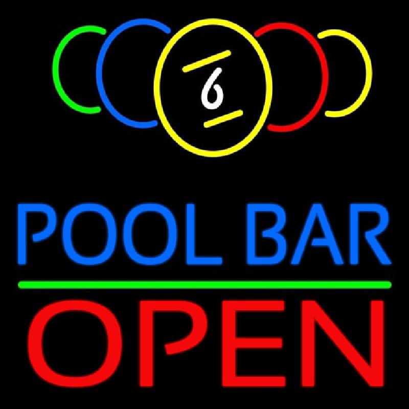 Pool Bar Open Handmade Art Neon Sign