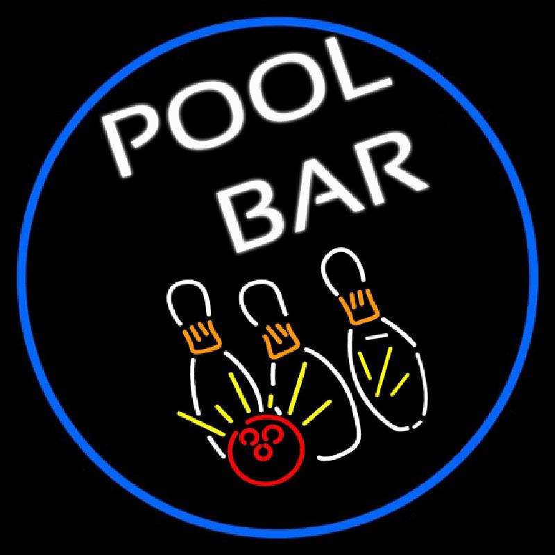 Pool Bar Oval With Blue Border Handmade Art Neon Sign
