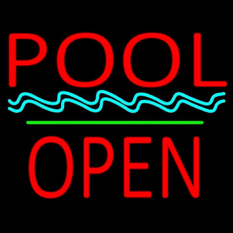 Pool Block Open Green Line Handmade Art Neon Sign