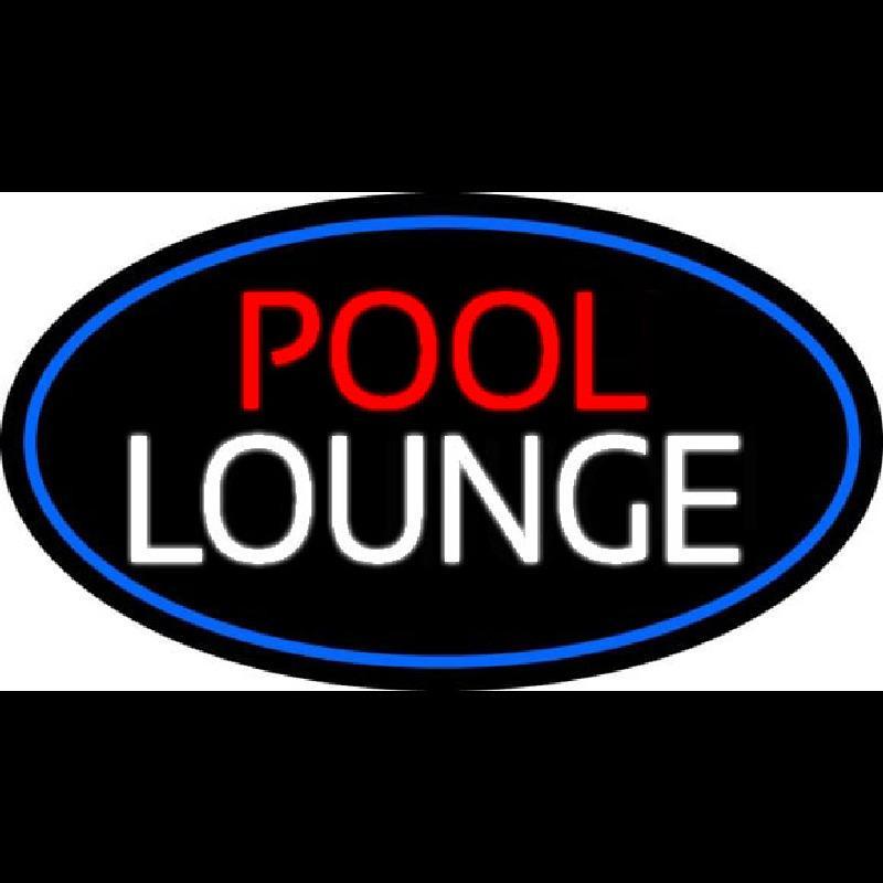 Pool Lounge Oval With Blue Border Handmade Art Neon Sign