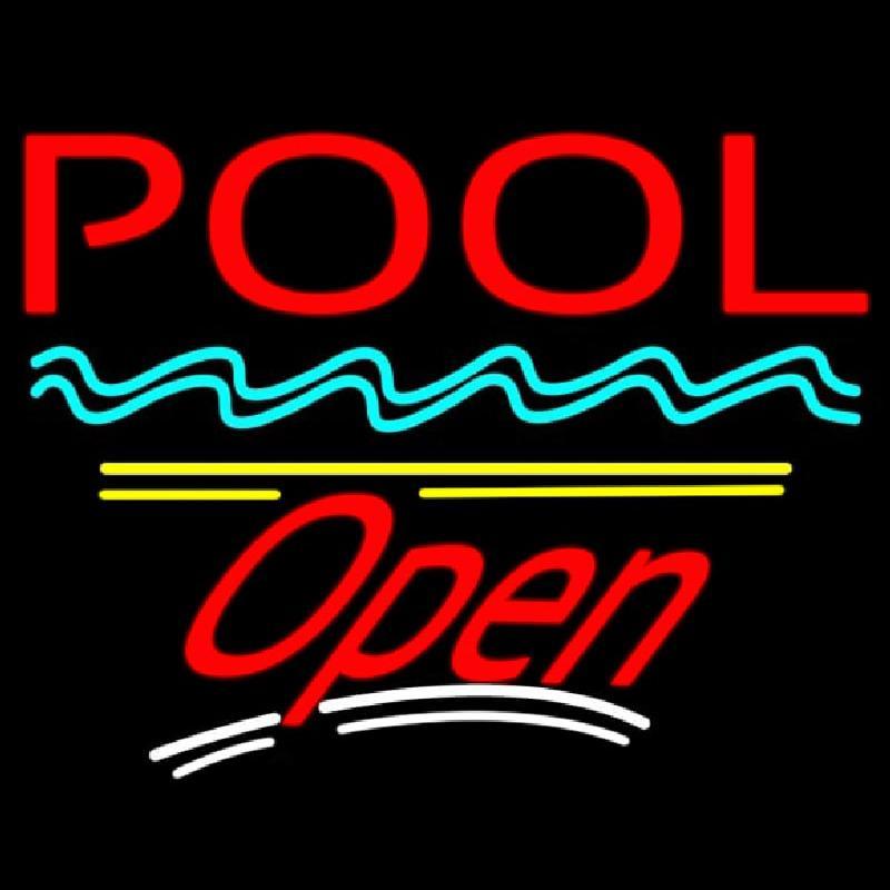 Pool Open Yellow Line Handmade Art Neon Sign