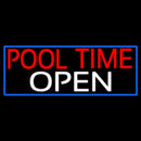 Pool Time Open With Blue Border Handmade Art Neon Sign