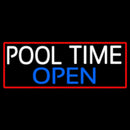 Pool Time Open With Red Border Handmade Art Neon Sign
