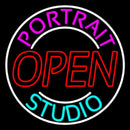 Portrait Studio Red Open Handmade Art Neon Sign