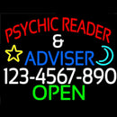 Psychic Reader And Advisor With Phone Number Open Handmade Art Neon Sign
