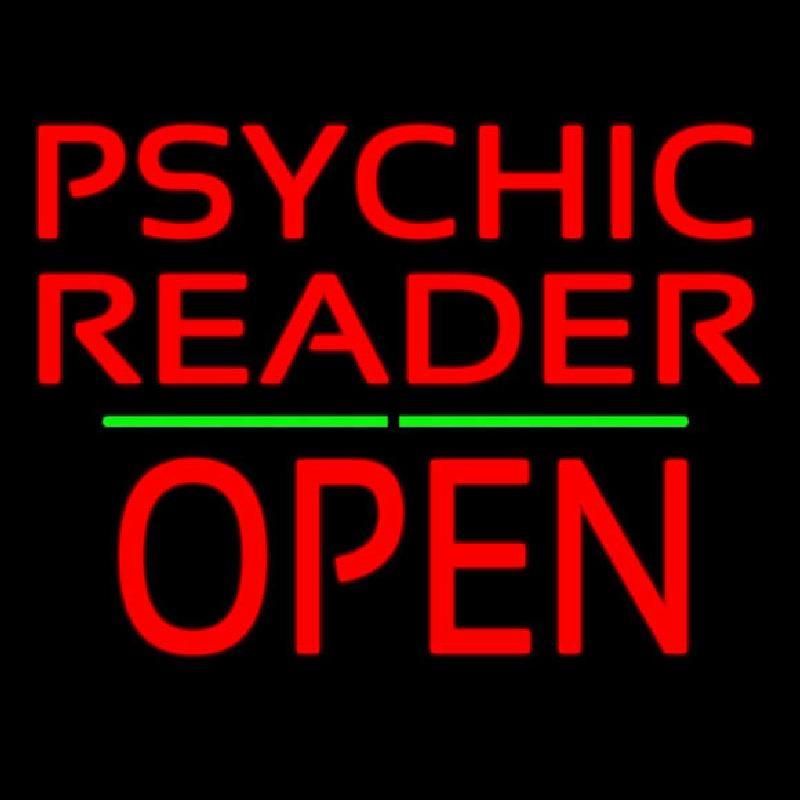 Psychic Reader Block Open Block Green Line Handmade Art Neon Sign