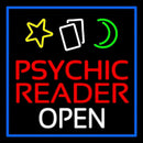 Psychic Reader Open Block Blue Border Handmade Art Neon Sign