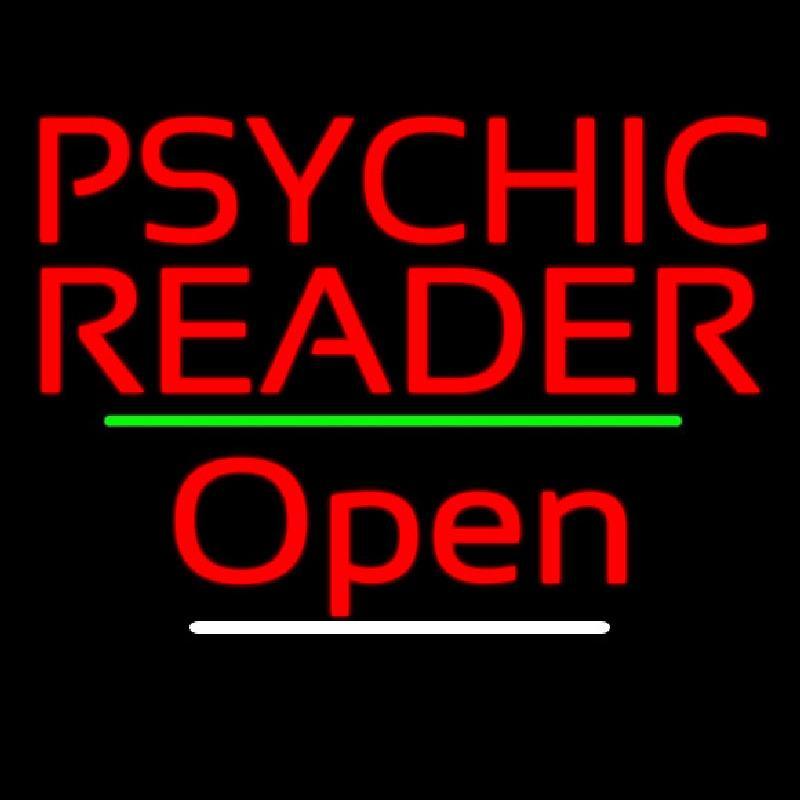Psychic Reader Open Green Line Handmade Art Neon Sign