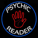 Psychic Reader With Palm Blue Circle Handmade Art Neon Sign