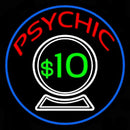 Psychic With Crystal Globe Blue Border Handmade Art Neon Sign