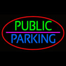 Public Parking Oval With Red Border Handmade Art Neon Sign