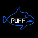 Puff Blue Fish Handmade Art Neon Sign