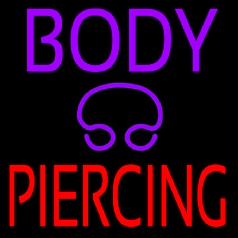 Purple Body Piercing Handmade Art Neon Sign