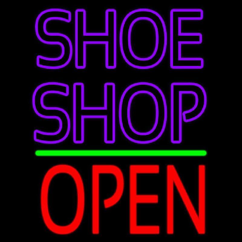 Purple Double Stroke Shoe Shop Open Handmade Art Neon Sign
