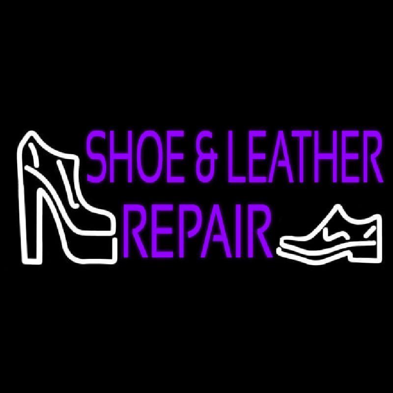Purple Shoe And Leather Repair Handmade Art Neon Sign