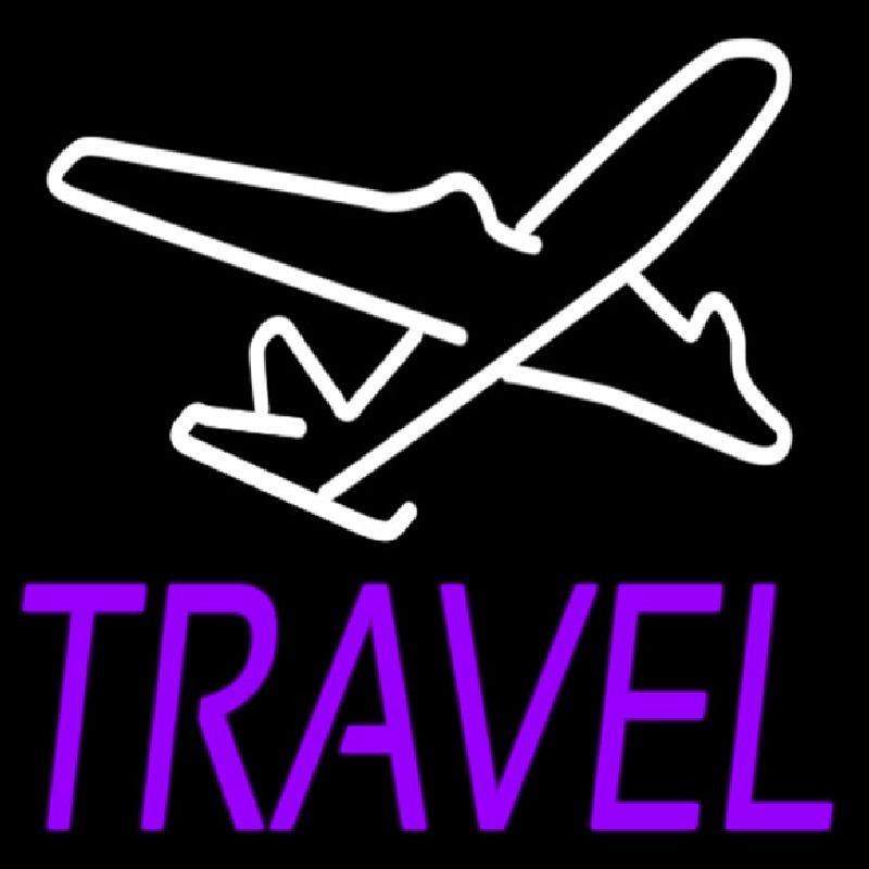 Purple Travel With Logo Handmade Art Neon Sign