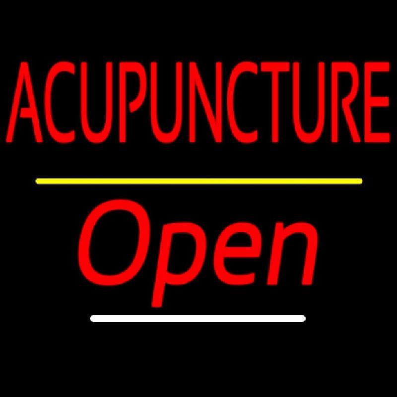 Red Acupuncture Open Yellow Line Handmade Art Neon Sign