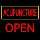 Red Acupuncture Yellow Border Block Open Handmade Art Neon Sign