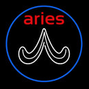Red Aries White Aries Logo With Blue Circle Handmade Art Neon Sign
