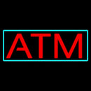 Red Atm With Light Blue Border Handmade Art Neon Sign