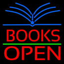 Red Books Open Handmade Art Neon Sign