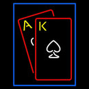 Red Cards Tarot Blue Border Handmade Art Neon Sign
