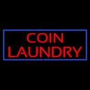 Red Coin Laundry Blue Border Handmade Art Neon Sign