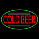 Red Cold Beer Oval With Green Border Handmade Art Neon Sign