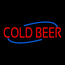 Red Cold Beer With Blue Border With Blue Line Handmade Art Neon Sign