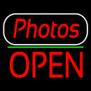 Red Cursive Photos With Open 1 Handmade Art Neon Sign