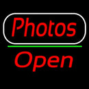 Red Cursive Photos With Open 2 Handmade Art Neon Sign