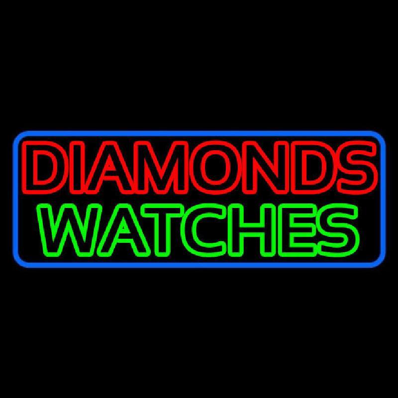 Red Diamonds Green Watches Handmade Art Neon Sign