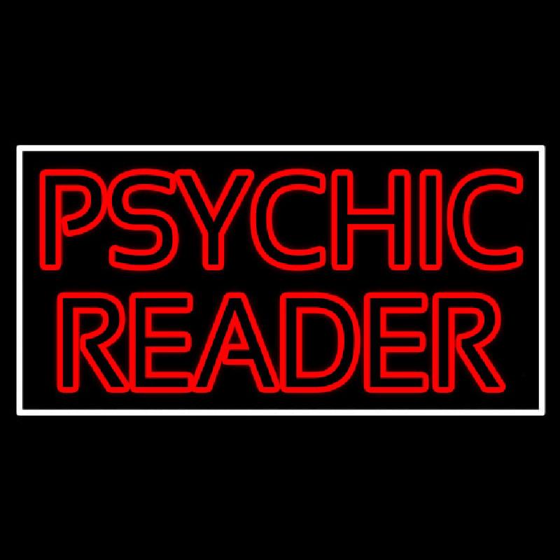 Red Double Stroke Psychic Reader White Border Handmade Art Neon Sign