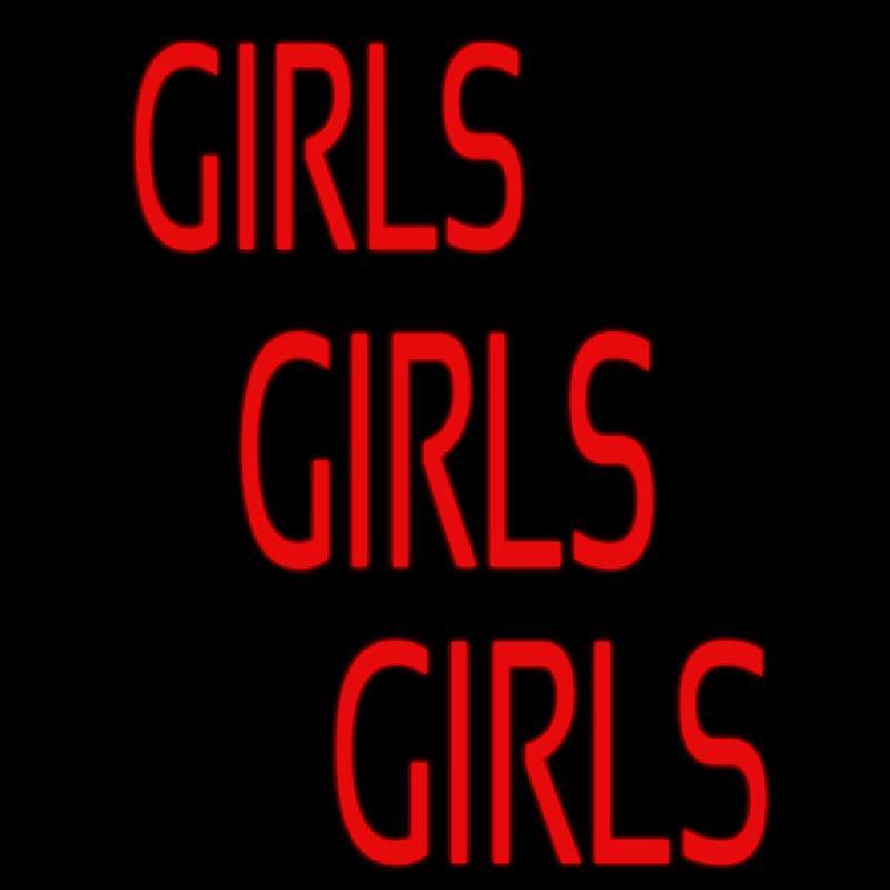 Red Girls Girls Girls Strip Handmade Art Neon Sign