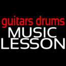 Red Guitar Drums White Music Lesson Handmade Art Neon Sign