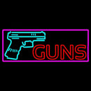 Red Gun Turquoise Logo Handmade Art Neon Sign