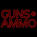 Red Guns Ammo Handmade Art Neon Sign