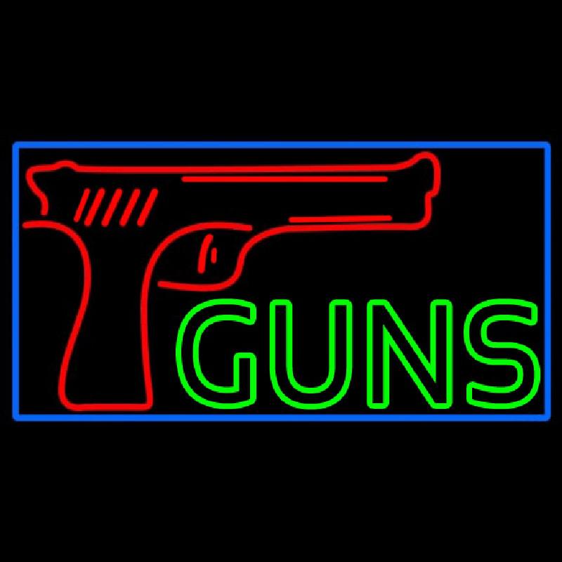 Red Guns Block Handmade Art Neon Sign