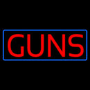 Red Guns Blue Rectangle Handmade Art Neon Sign