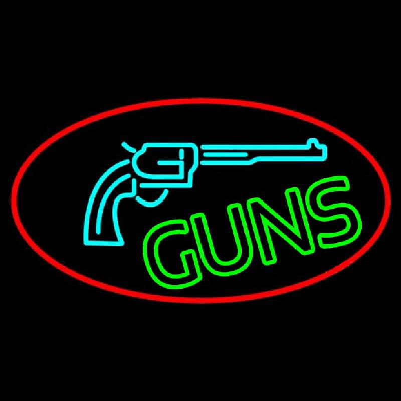 Red Guns Turquoise Logo Handmade Art Neon Sign
