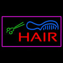 Red Hair With Comb And Scissor Pink Border Handmade Art Neon Sign
