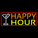 Red Happy Hour And Wine Glass With Red Border Handmade Art Neon Sign