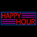 Red Happy Hour With Blue Border Handmade Art Neon Sign