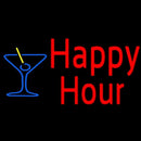 Red Happy Hour With Blue Martini Glass Handmade Art Neon Sign