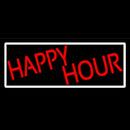 Red Happy Hour With White Border Handmade Art Neon Sign