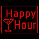 Red Happy Hour With Wine Glass Handmade Art Neon Sign